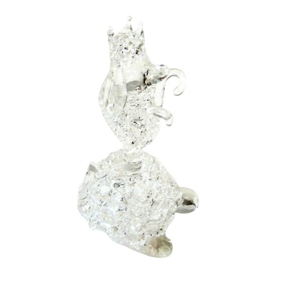 Spun Glass Poodle Dog Figurine Hand Blown Dachshund Art 3" Sit Up Princess Crown - Picture 3 of 5